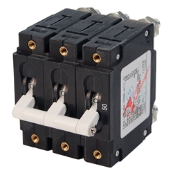 Blue Sea Systems C-Series White Toggle Circuit Breaker - Triple Pole 50 Amp